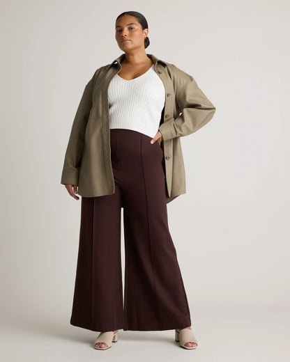 Ultra-Stretch Ponte Super Wide Leg Pants - XS / Black