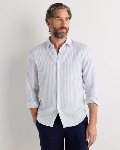 100% European Linen Relaxed Long Sleeve Shirt - XS / Flax