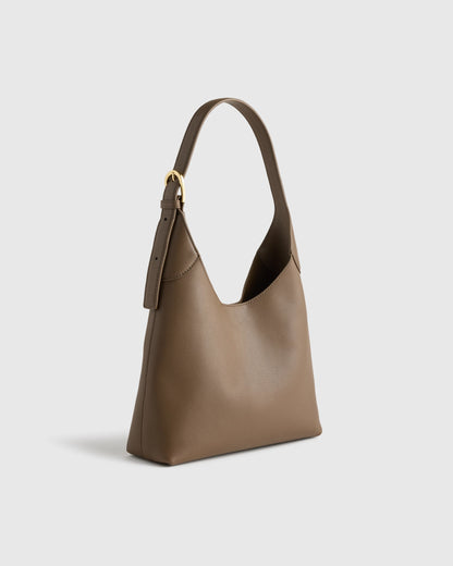 Full-Grain Leather Small Shoulder Bag - One Size / Black