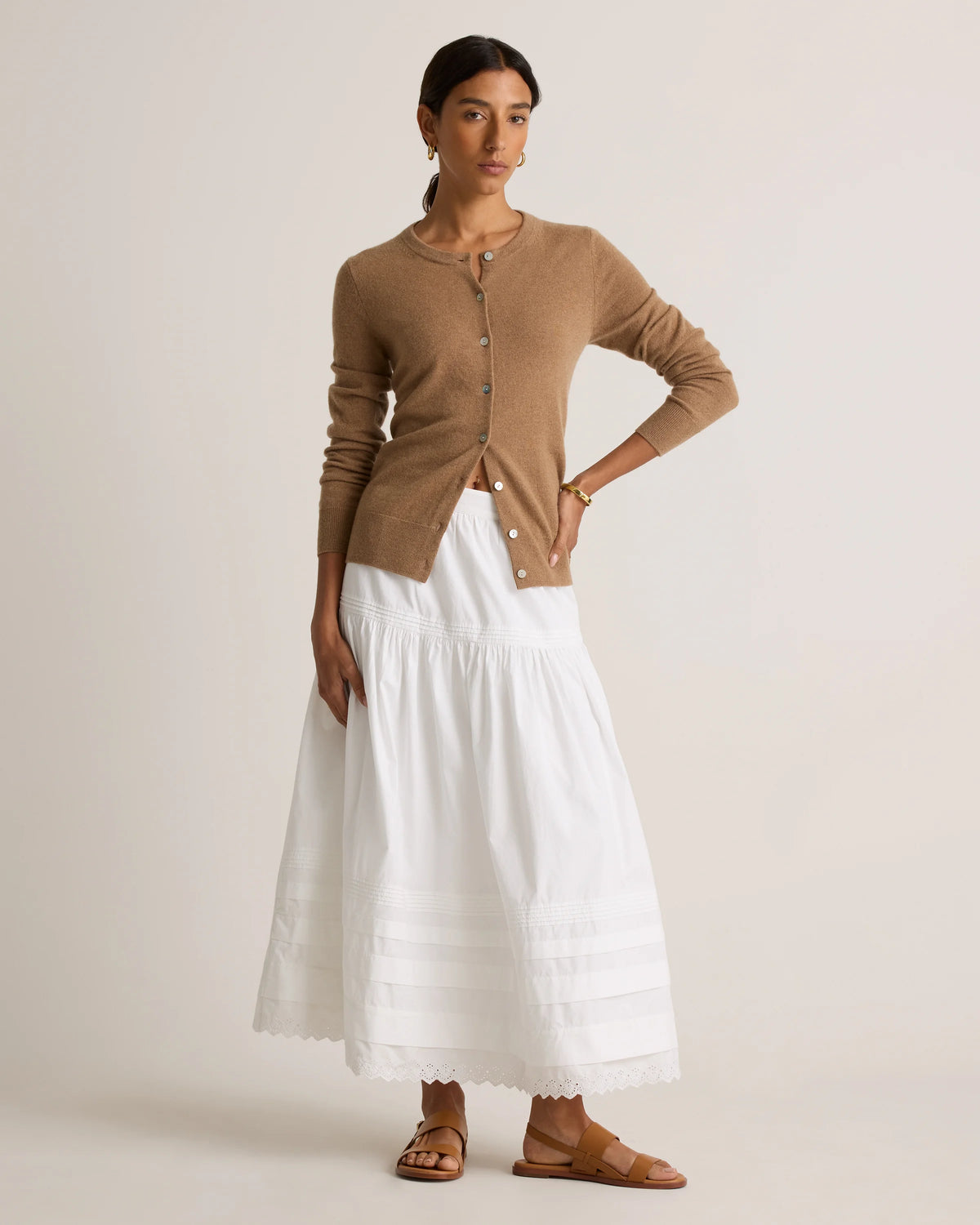 100% Organic Cotton Poplin Pintuck Maxi Skirt - XS / Black