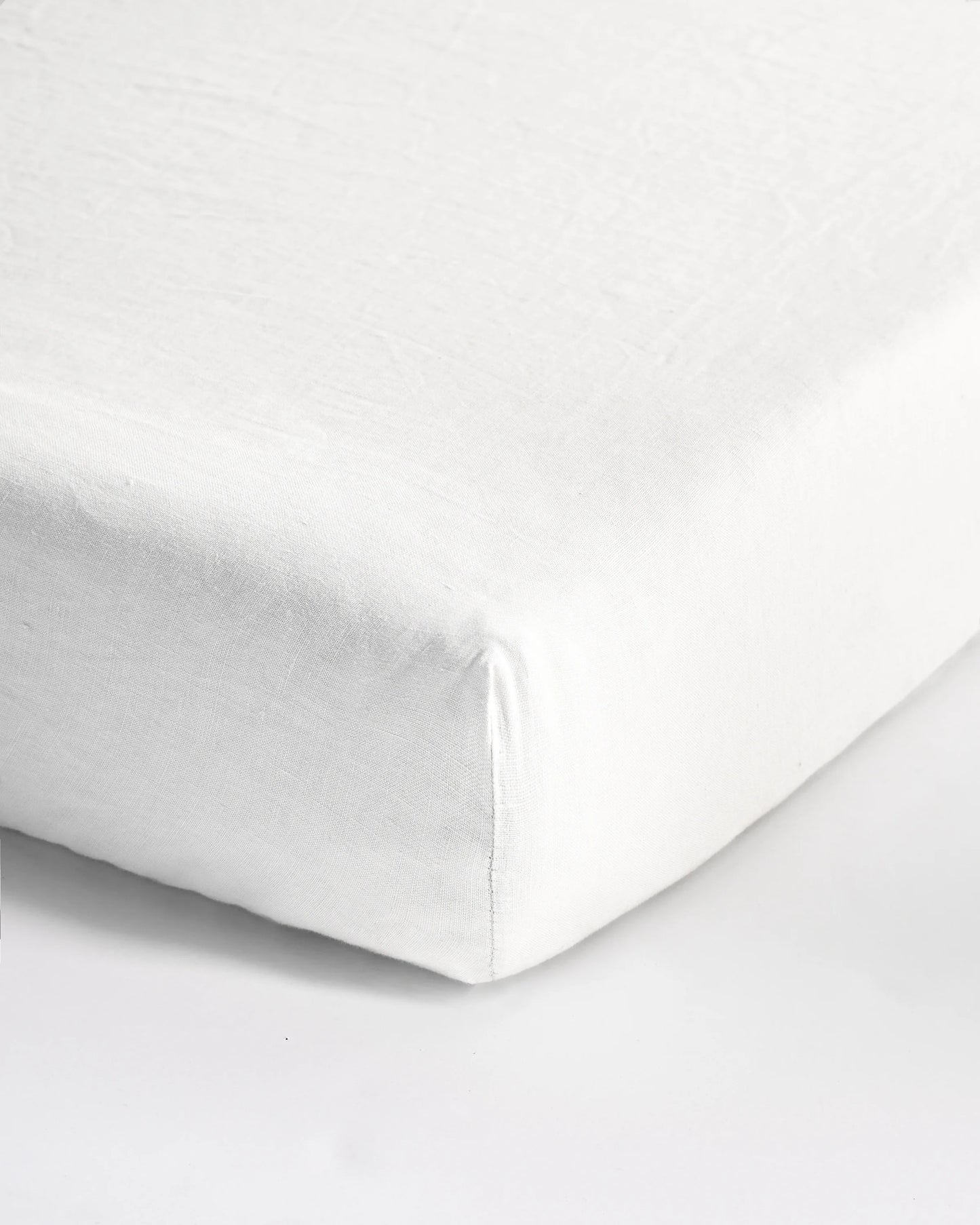 European Linen Fitted Crib Sheet - One Size / White