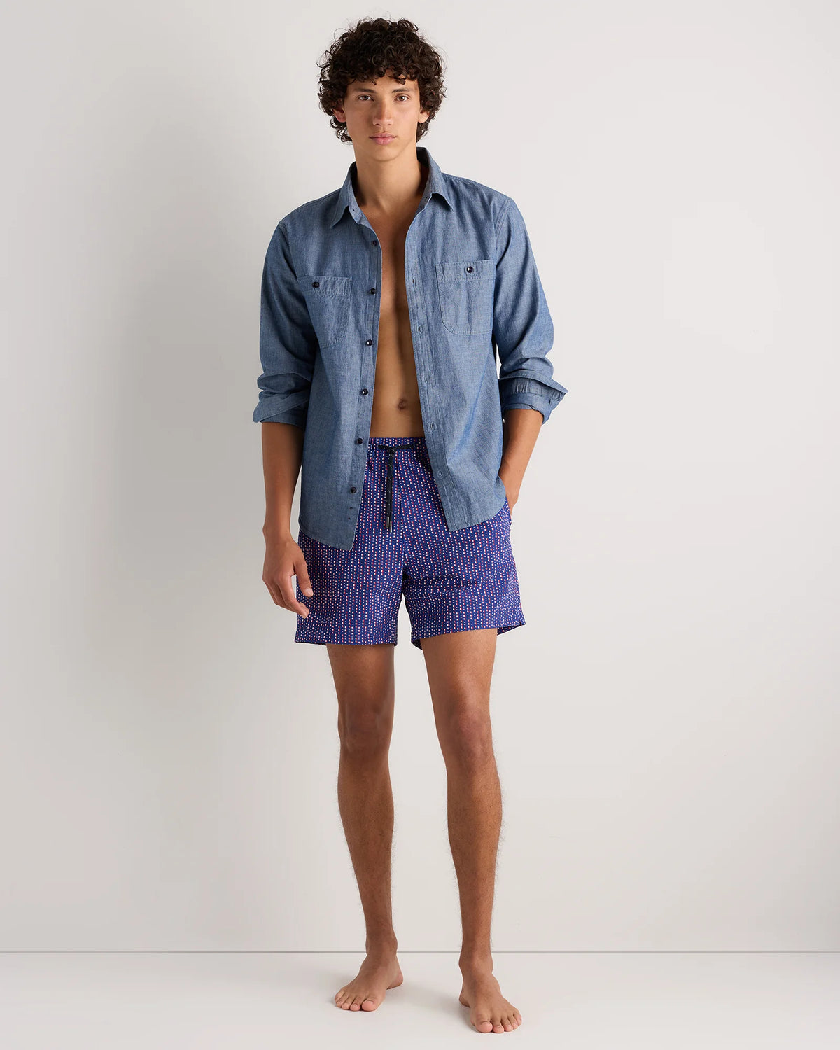 Italian Swim Trunks - 5.5" - XS / Navy Diamond Geo