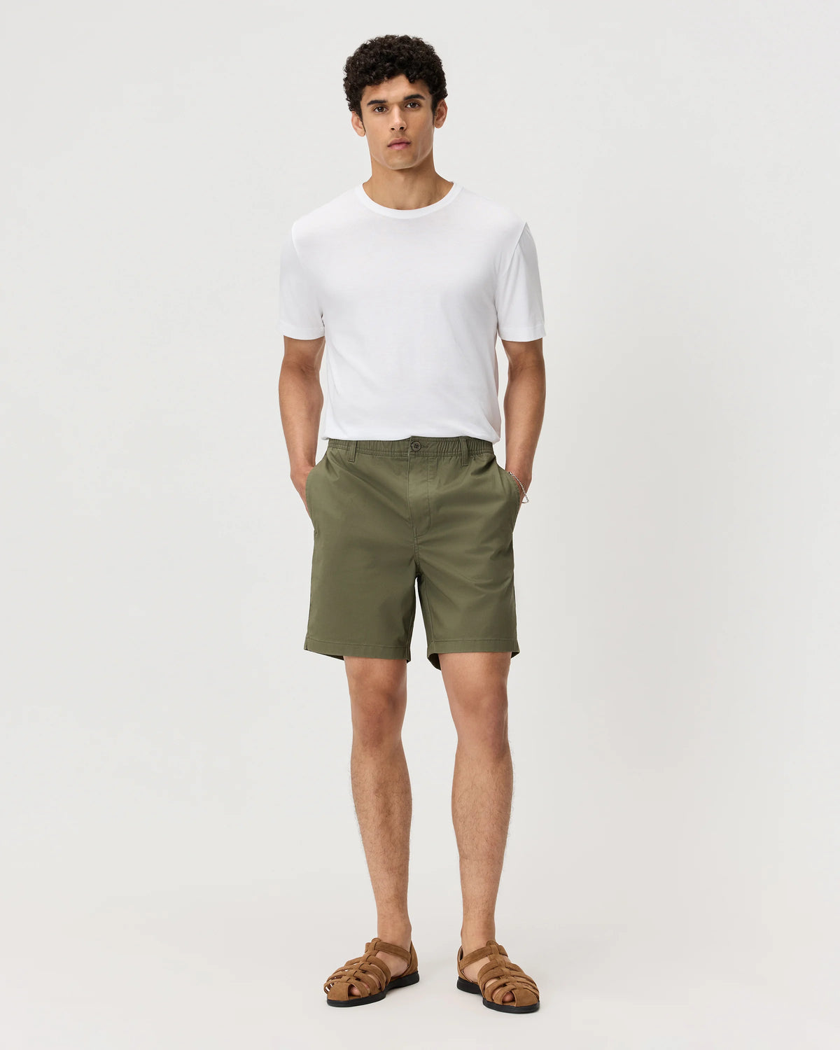 Organic Stretch Cotton Pull On Chino Shorts - 7" - XS / Sand Dune
