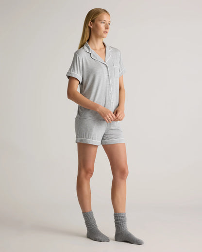 Bamboo Jersey Short Sleeve Pajama Set - XS / True Black
