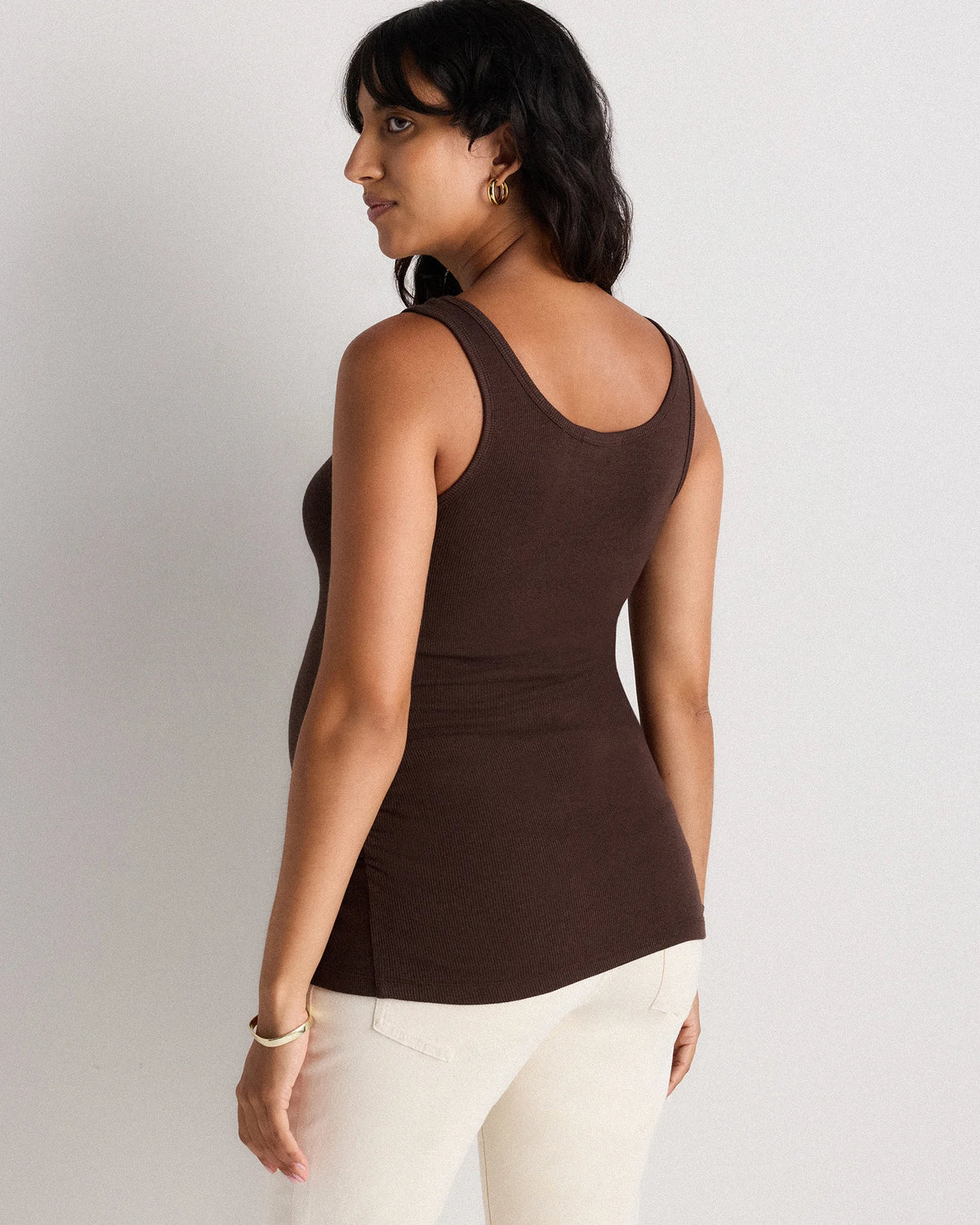 Bamboo Rib Maternity Scoop Neck Tank - XS / Deep Navy