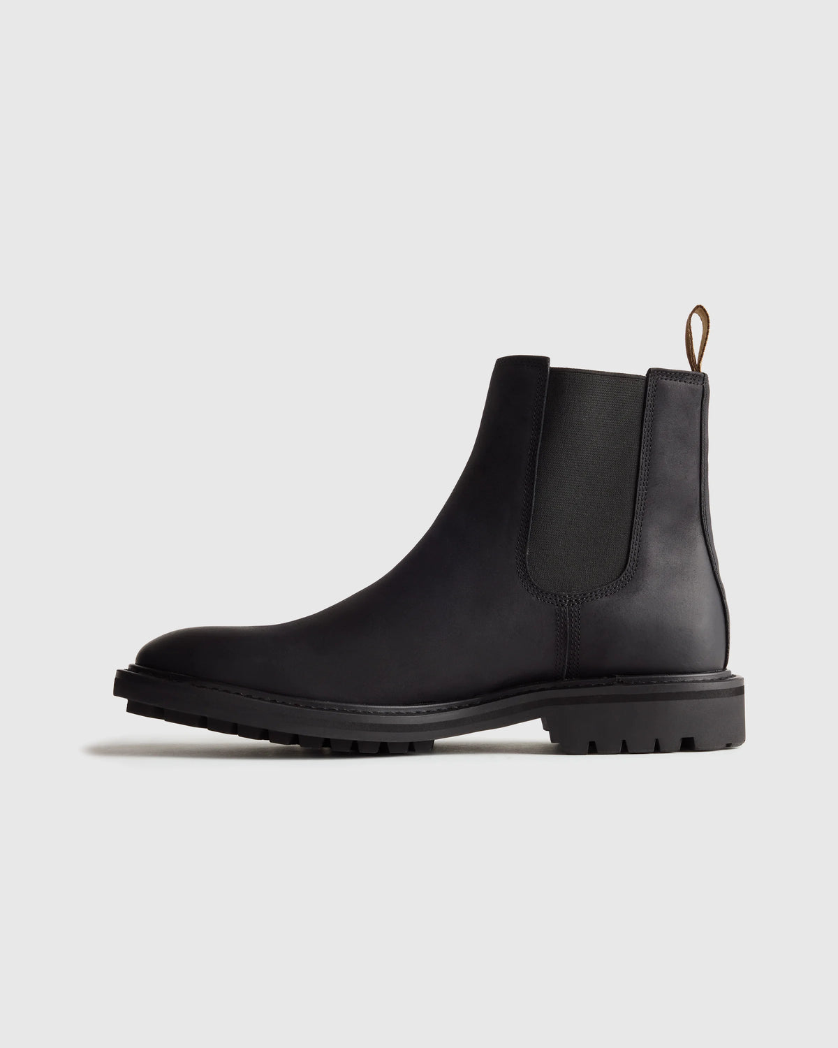 Rugged Leather Lug Sole Chelsea Boot - 7 / Firewood