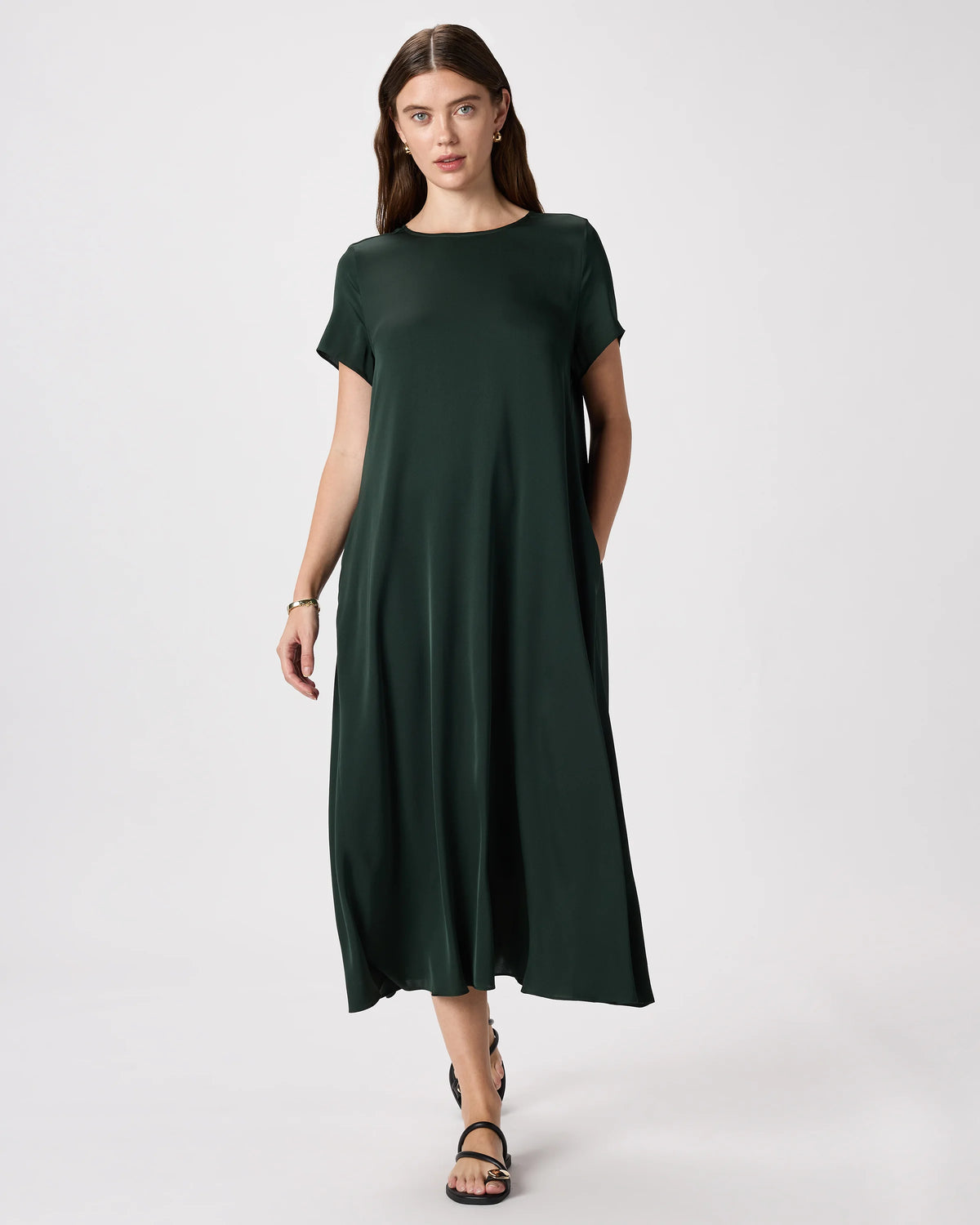 Washable Stretch Silk Voluminous Maxi Dress - XS / Moonstone Blue