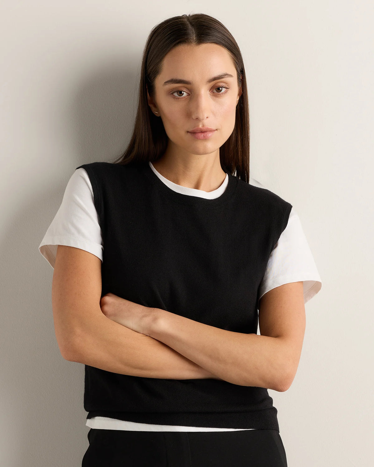 Lightweight Cotton Cashmere Sweater Tank - XS / Black