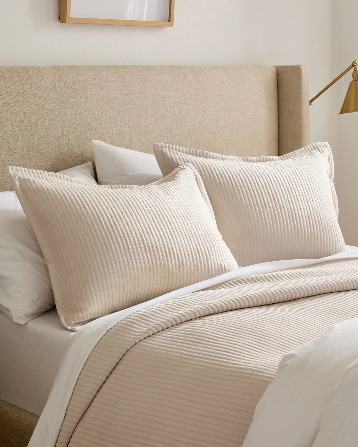 Organic Cotton Matelasse Coverlet Set - Twin / Sand