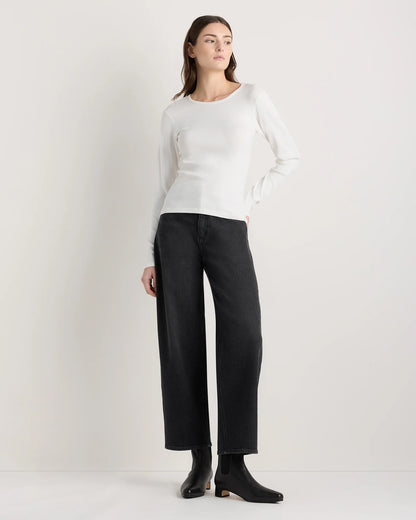 Organic Cotton Micro-Rib Long Sleeve Tee - XS / Moonstone Blue