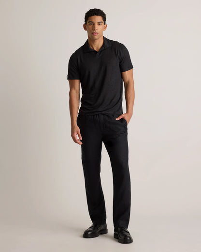 Men's 100% European Linen Jersey Polo - S / Black