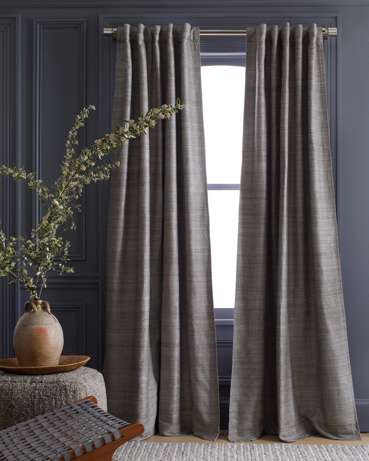 Raw Silk Room Darkening Curtain - Single Panel - 48x84 / Ivory