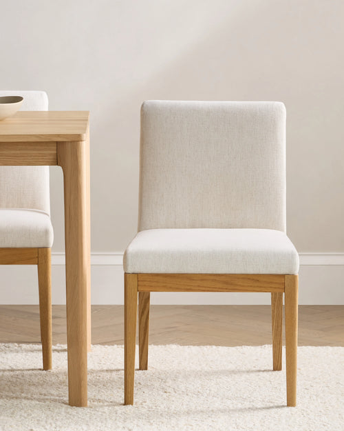 Performance Fabric Dining Chair with Solid Oak Legs (Set of 2) - One Size / Snow/Natural