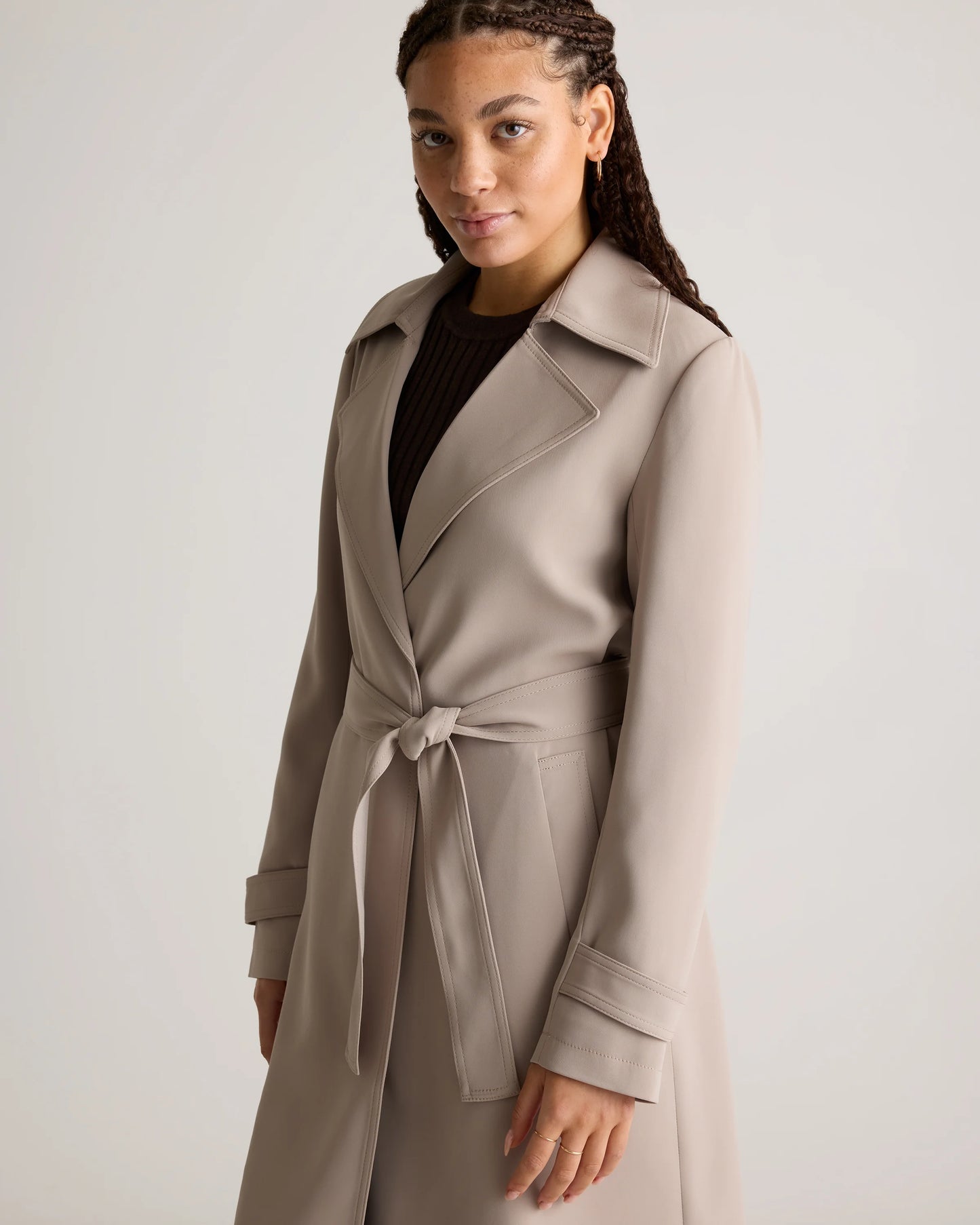 Stretch Crepe Trench Coat - XS / Olive