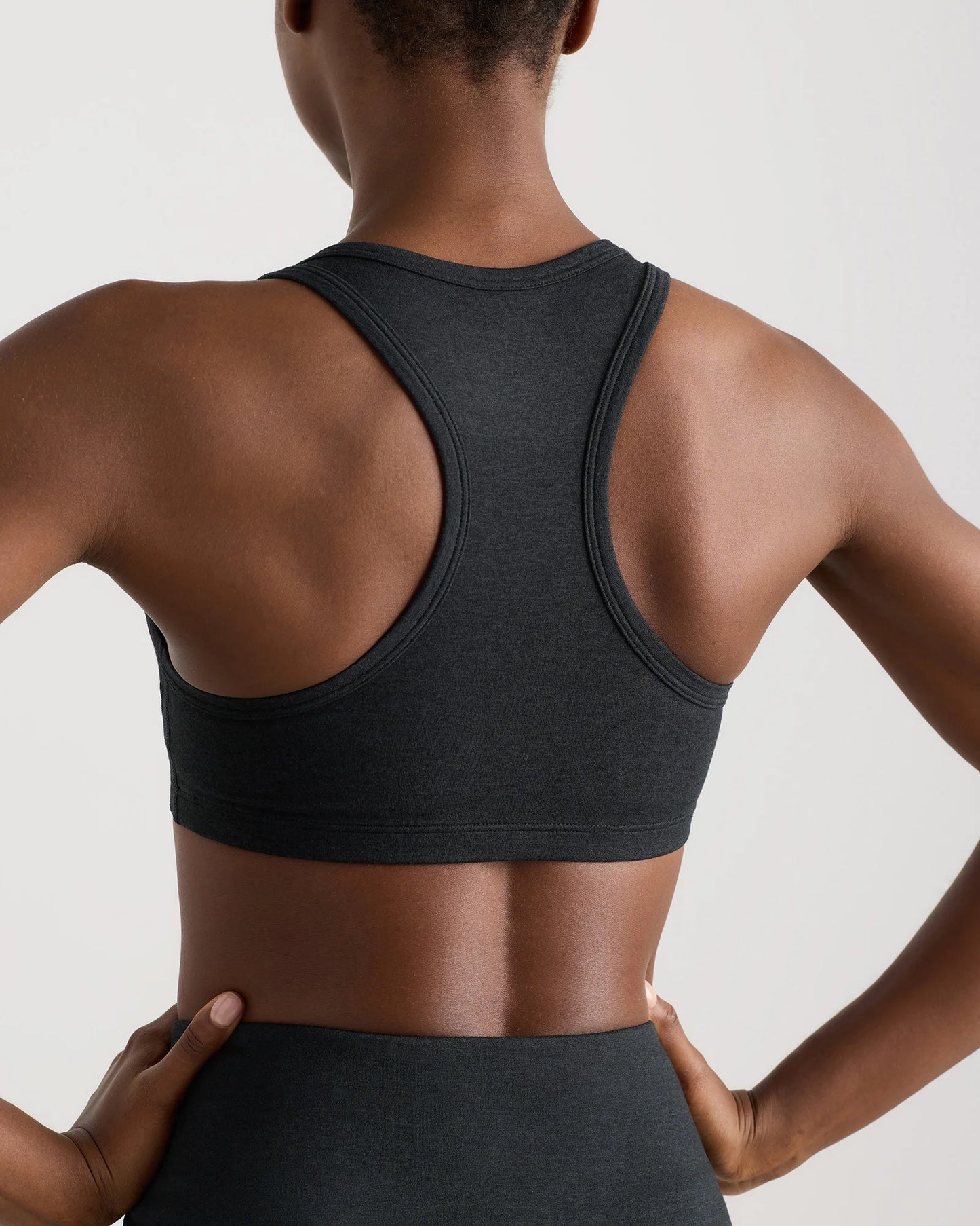 Ultra-Soft V-Neck Racerback Bra - XS / Heather Black