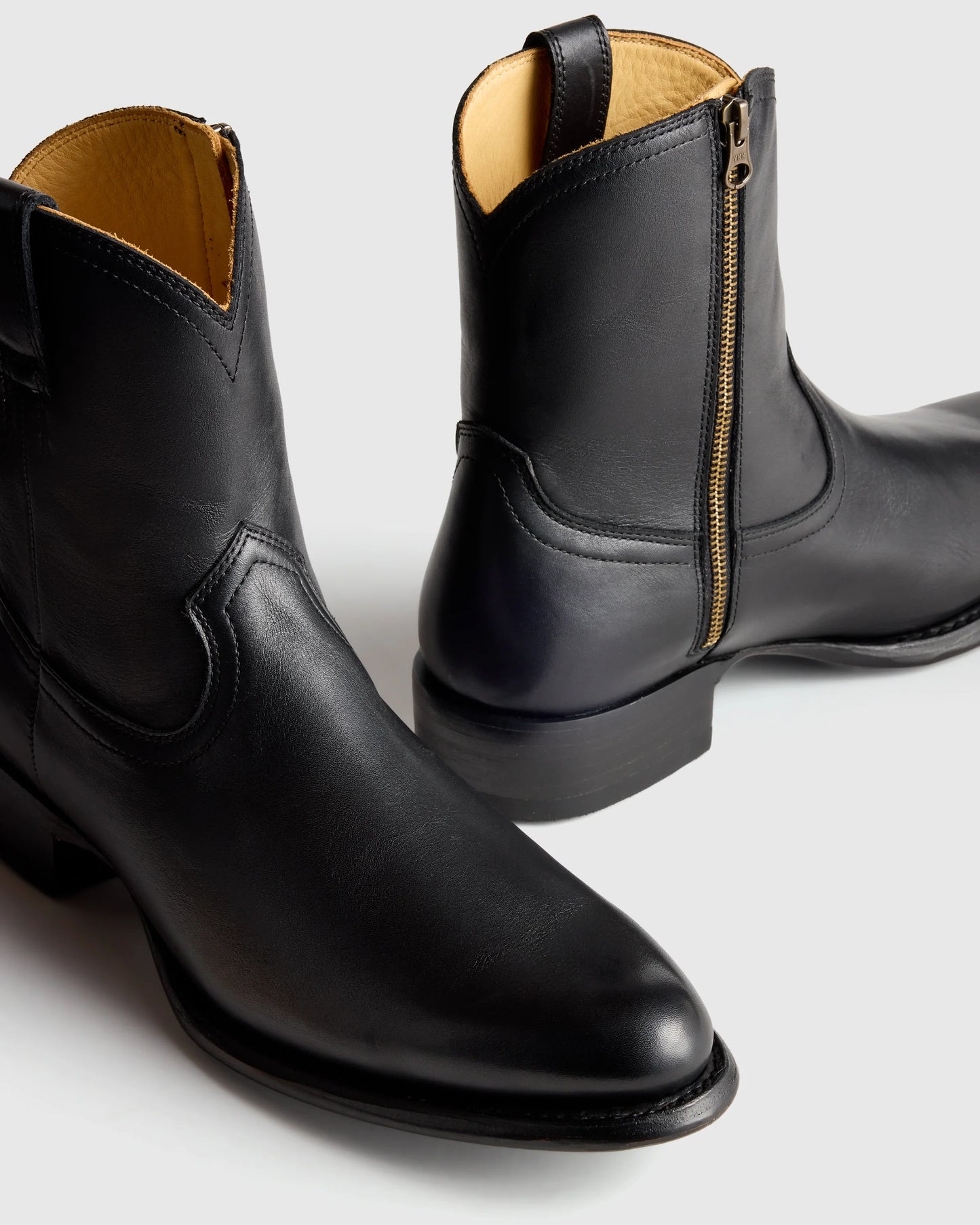 Crafted Leather Western Zip Boot - 7 / Dark Chocolate