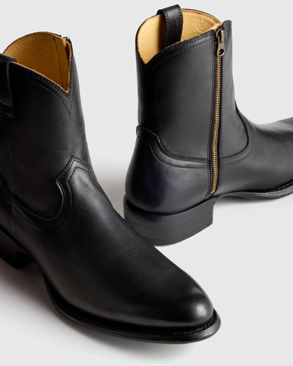 Crafted Leather Western Zip Boot - 7 / Dark Chocolate