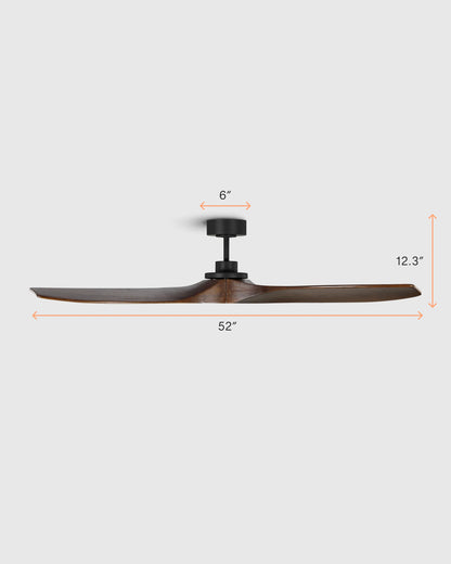 Transitional Wood Blade Ceiling Fan - 52" / Honey/Black