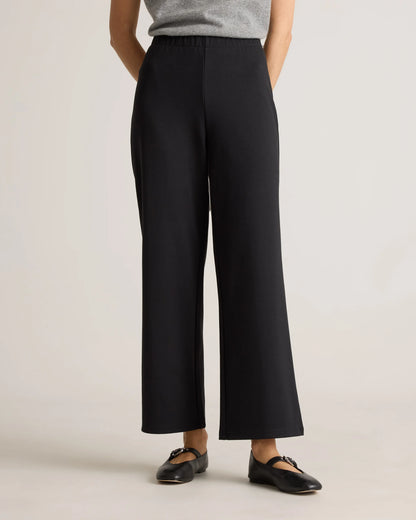 Organic Cotton Double Knit Wide Leg Pants - XS / Bold Black