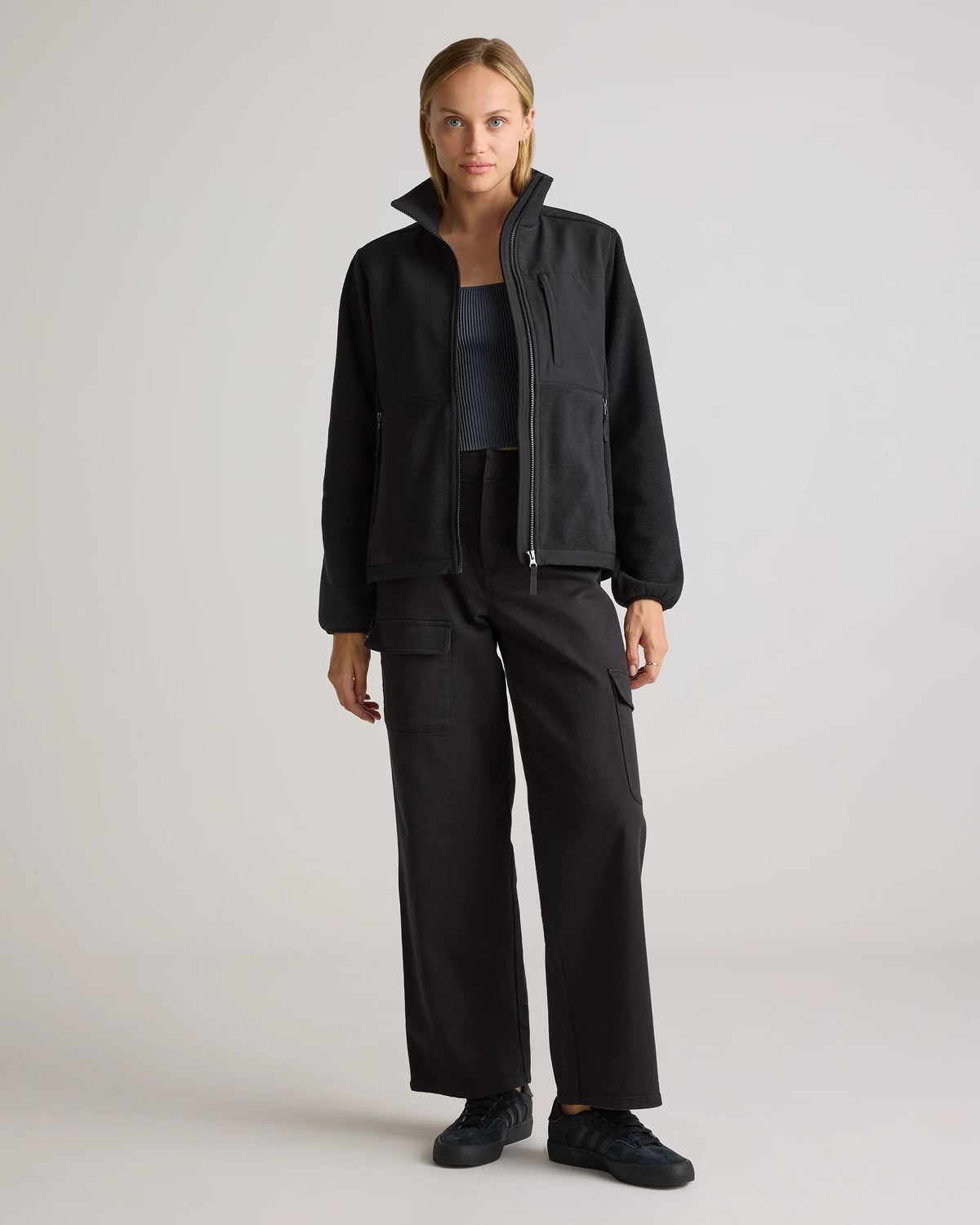 Polar Fleece Full-Zip Jacket - XS / Gravel/Bold Black