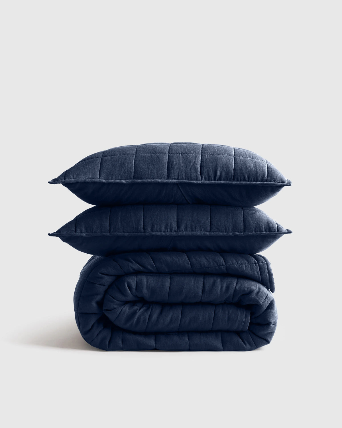 European Linen Box Quilt Set - Twin / Dusty Olive