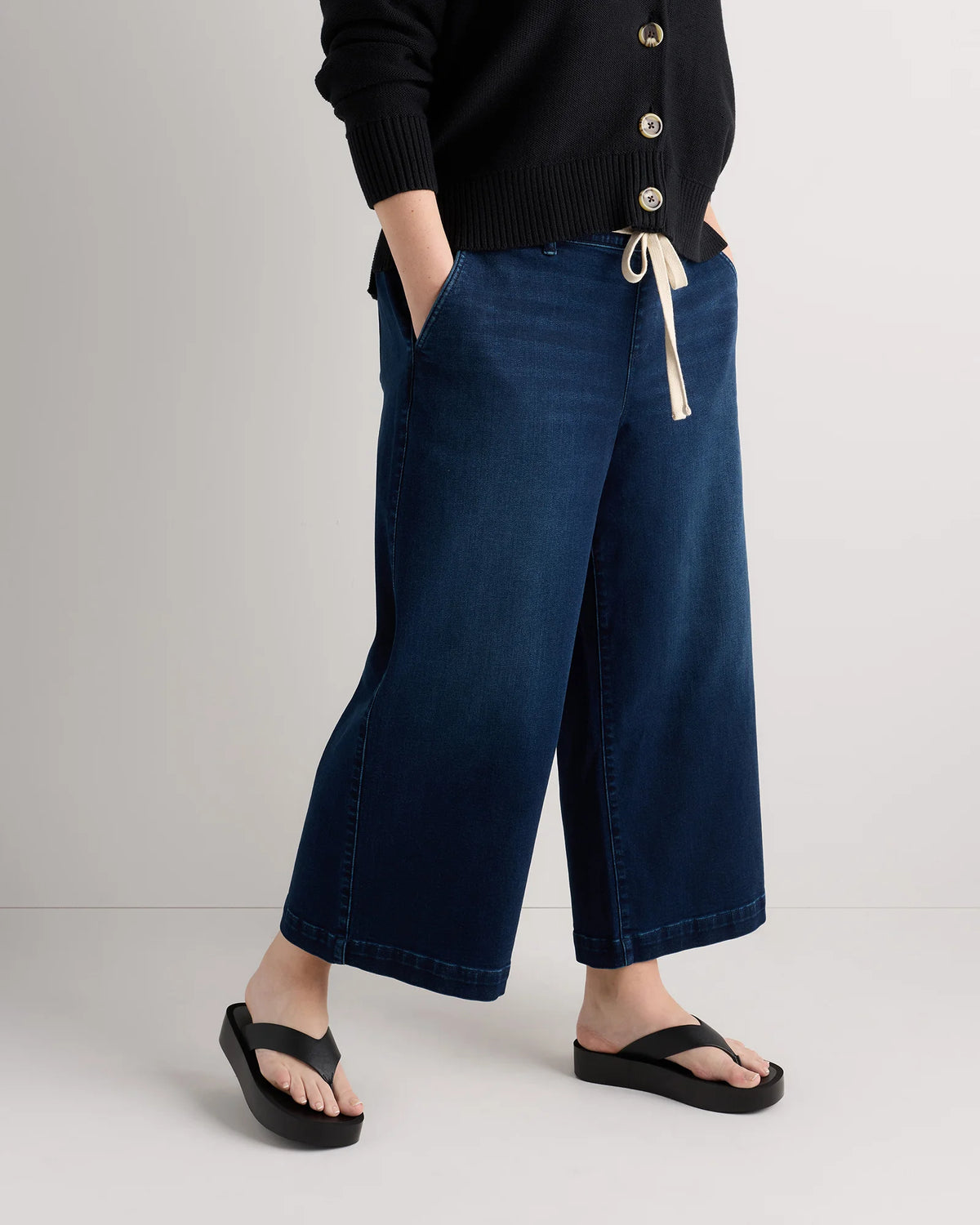 Mia Wide Leg Crop Jeans - 1X / Deep Sea Blue