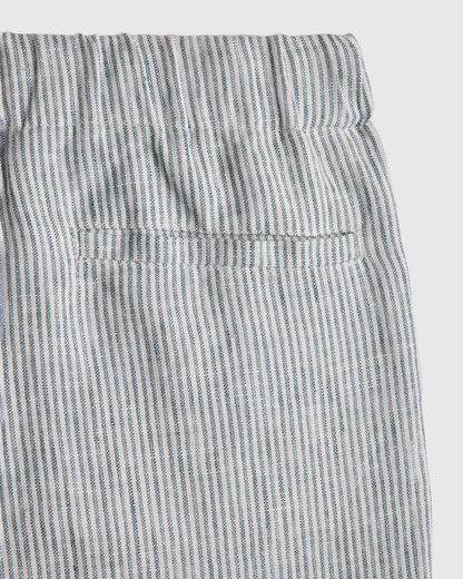100% European Linen Pull-On Shorts - 2T / Blue Pinstripe