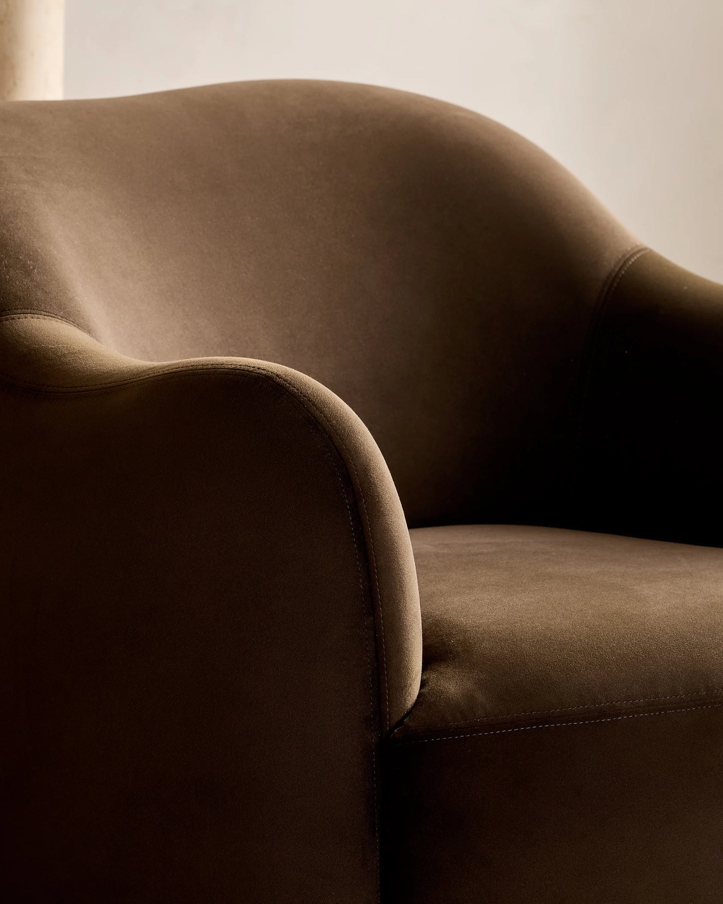 Performance Velvet Curved Arm Swivel Chair - One Size / Java