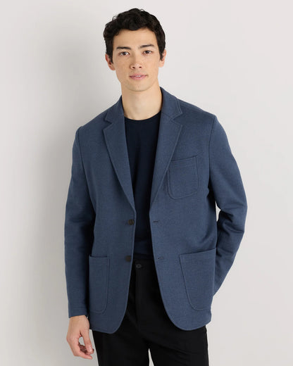 Organic Cotton Terry Knit Blazer - S / Heather Navy