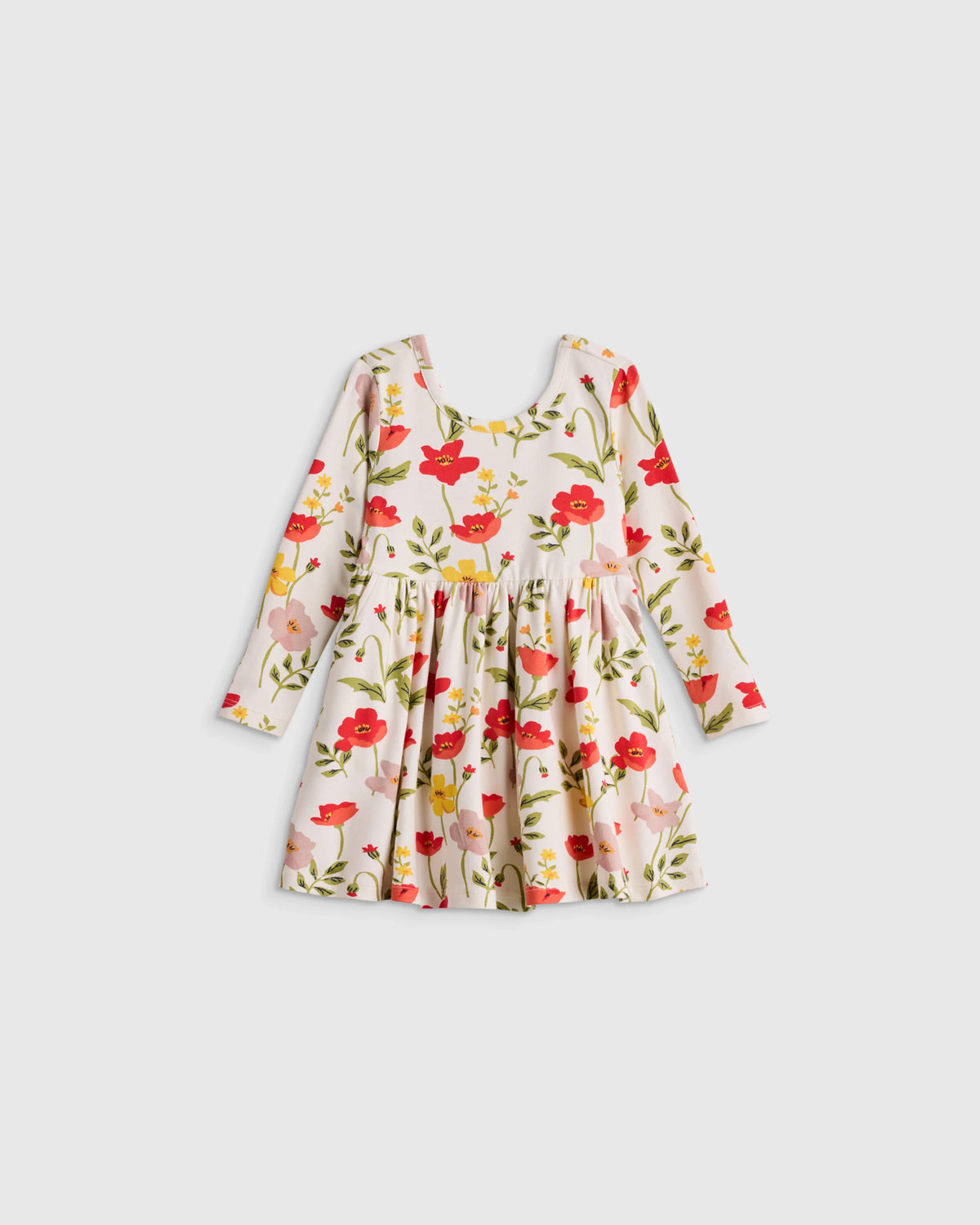 Organic Cotton Long Sleeve Skater Dress - 0-3M / Flower Buds