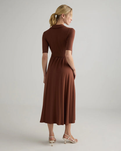 Tencel Jersey Midi Wrap Dress - XS / Brown