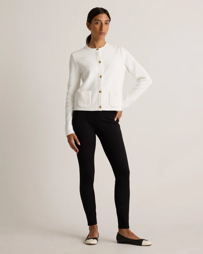 100% Organic Cotton Sweater Jacket - XS / Black/Ivory Colorblock