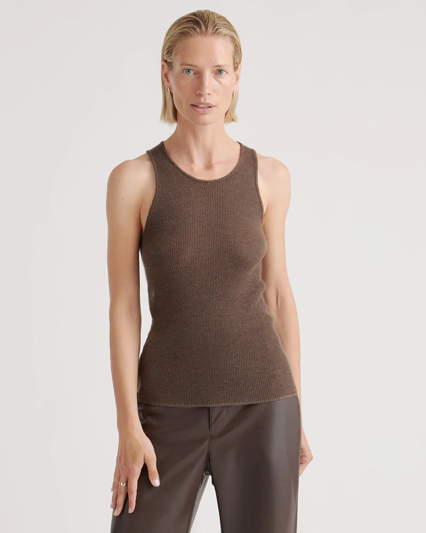 Featherweight Cashmere Ribbed Tank - XS / Charcoal