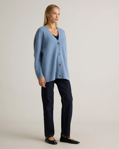 Mongolian Cashmere Oversized Boyfriend Cardigan Sweater - XS / Brown