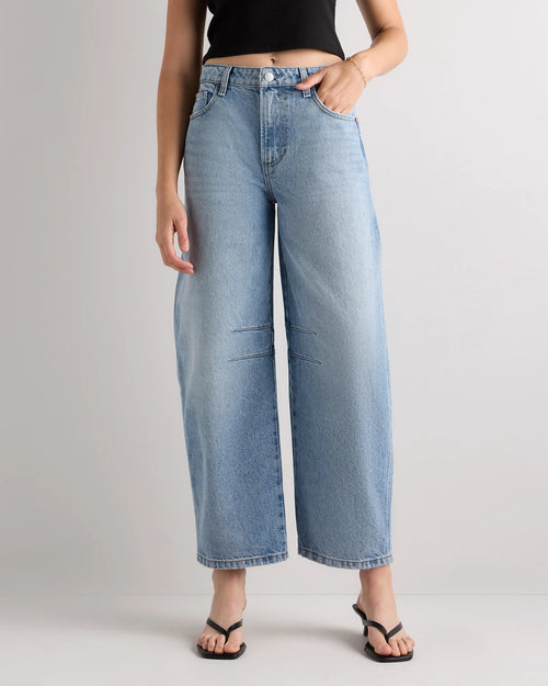 Maya Rigid Exaggerated Barrel Jeans - 24 / Powder Blue