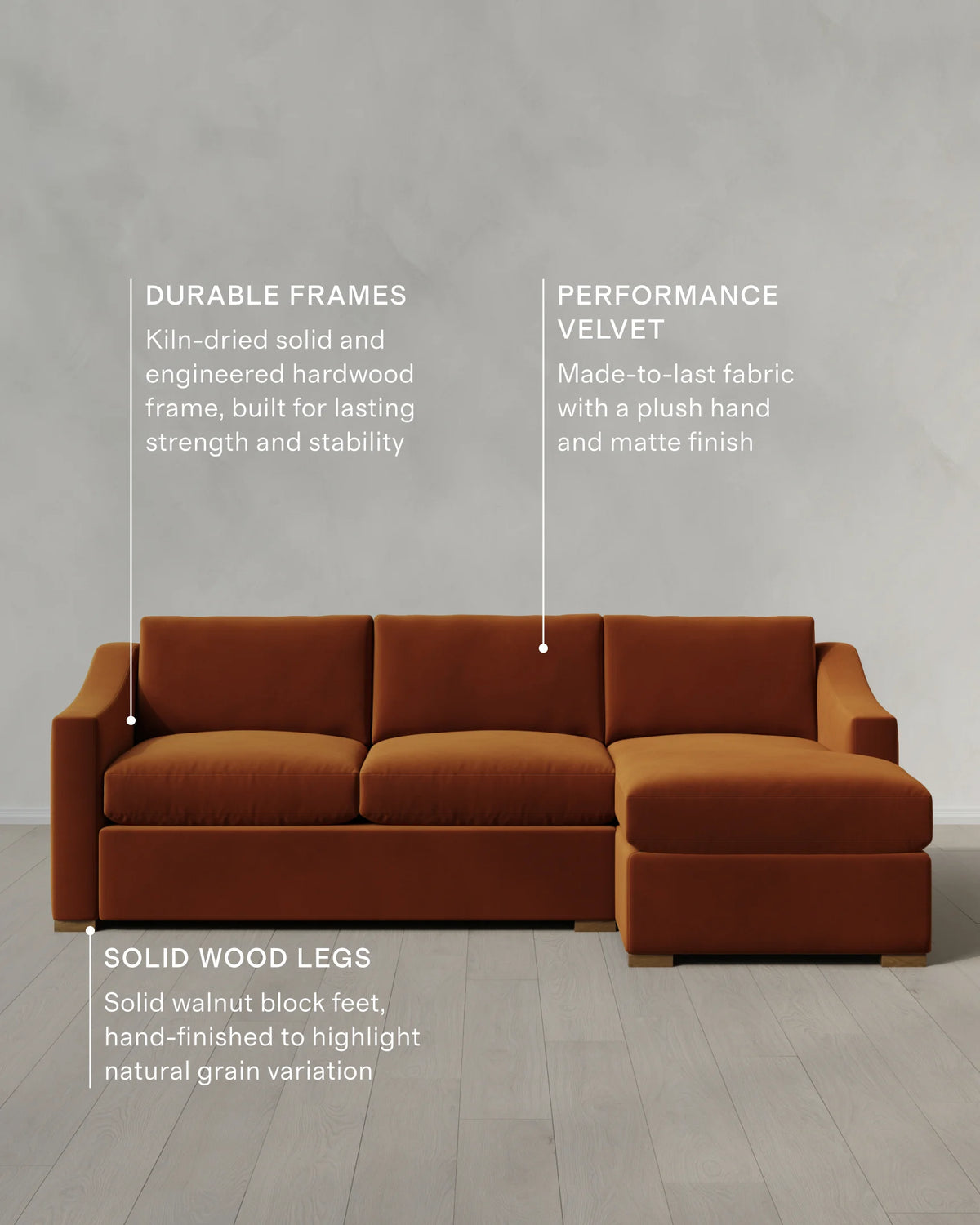 Hollis Slope Arm Chaise Sectional in Performance Velvet - 104" Right Arm / Spruce