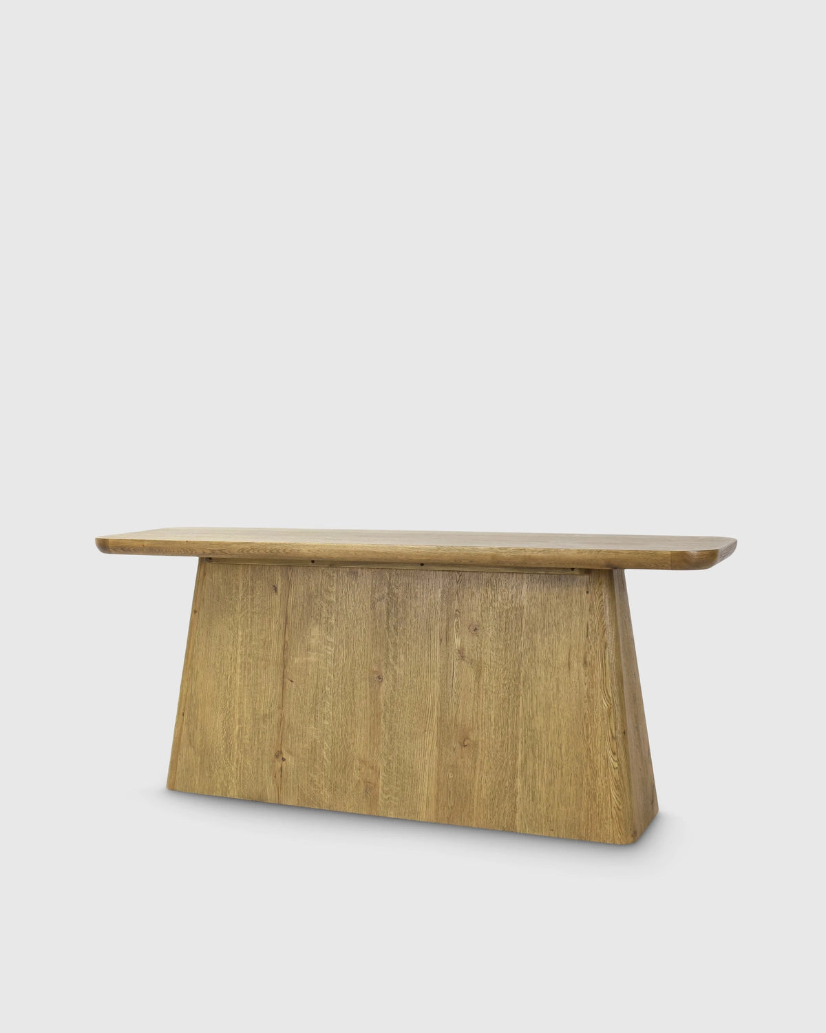 Rustic Oak Plinth Console Table - One Size / Light Brown