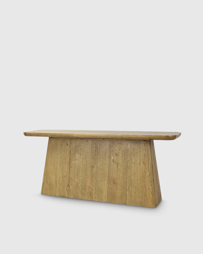 Rustic Oak Plinth Console Table - One Size / Light Brown
