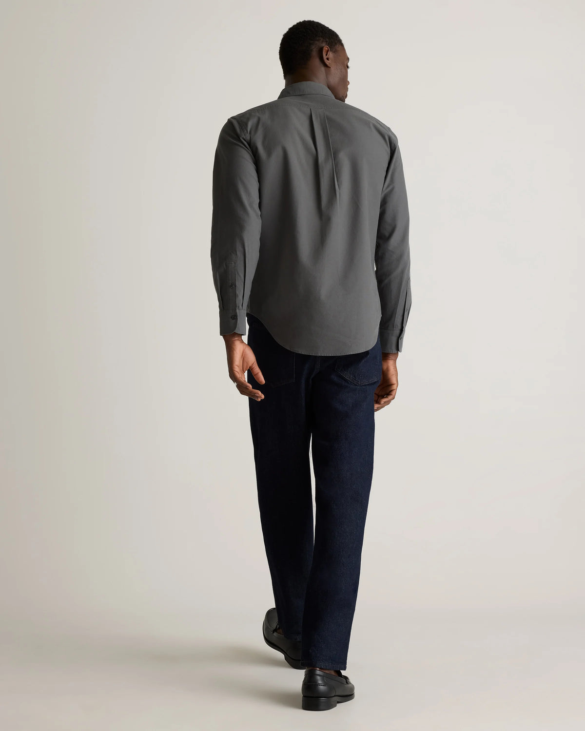 Organic Cotton Stretch Textured Twill Shirt - S / Navy