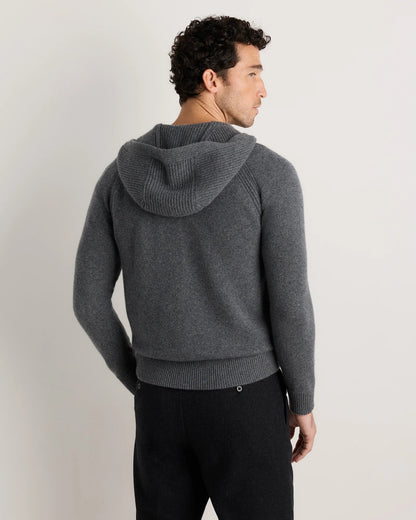 Luxe Baby Cashmere Bomber Hoodie - S / Heather Pewter