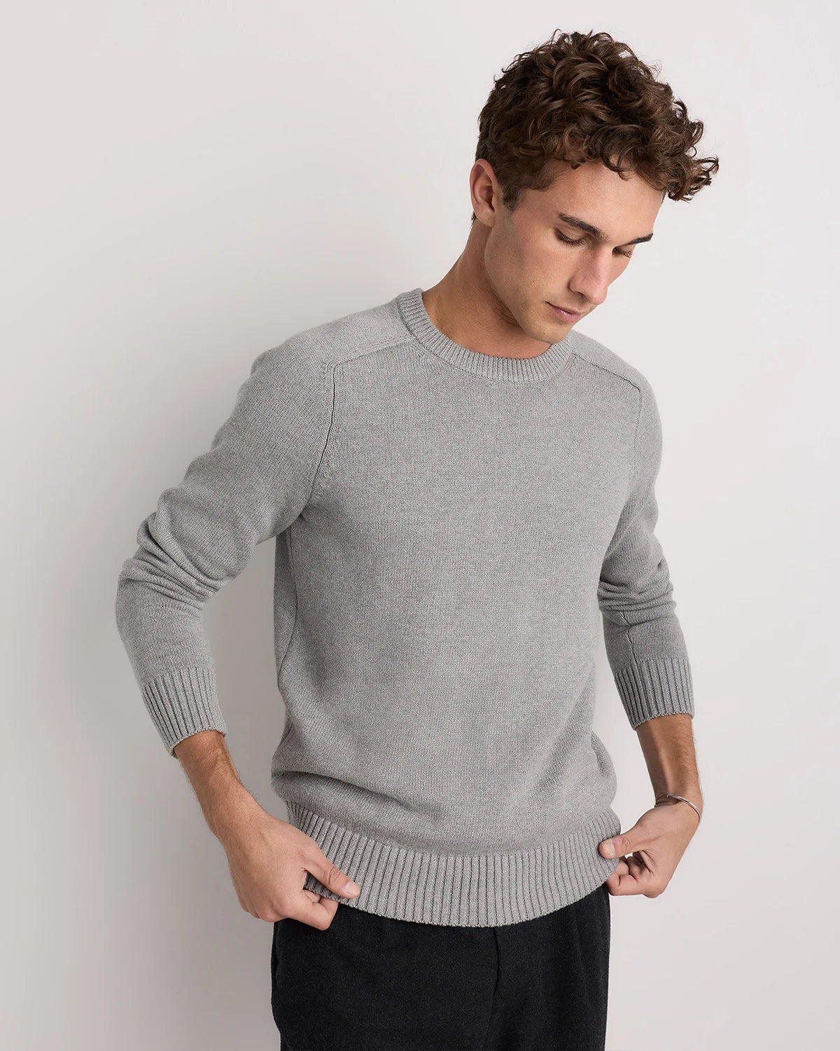 100% Organic Cotton Crewneck Sweater - S / Speckled Beige