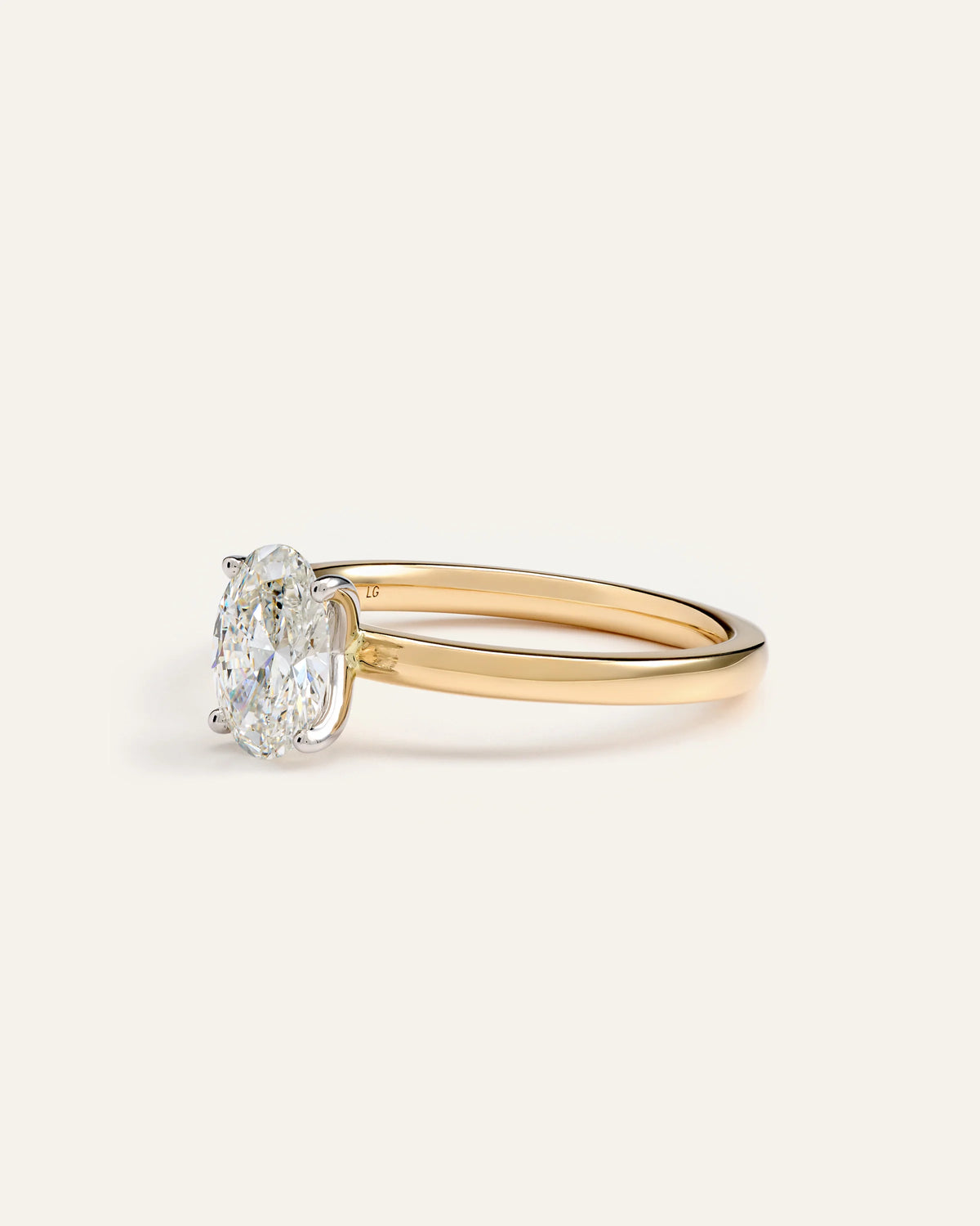 Lab Grown Diamond Oval Comfort Fit Engagement Ring - 1ct - 4 / Yellow Gold
