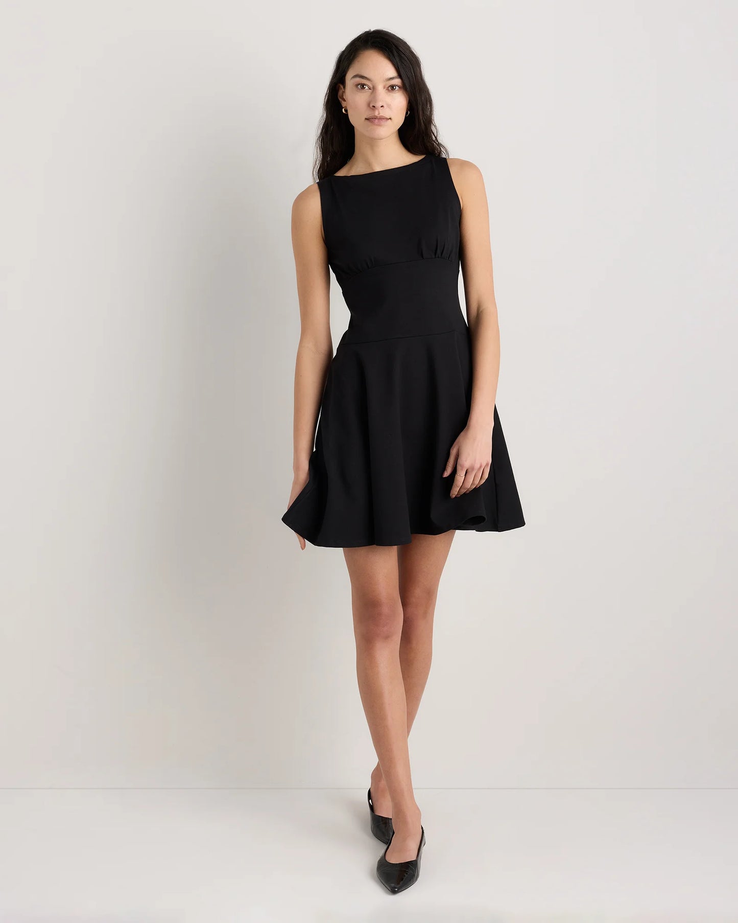 Organic Stretch Jersey Drop Waist Mini Dress - XS / Espresso