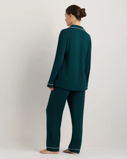 Bamboo Jersey Maternity Long Sleeve Pajama Set - XS / Nocturnal Green