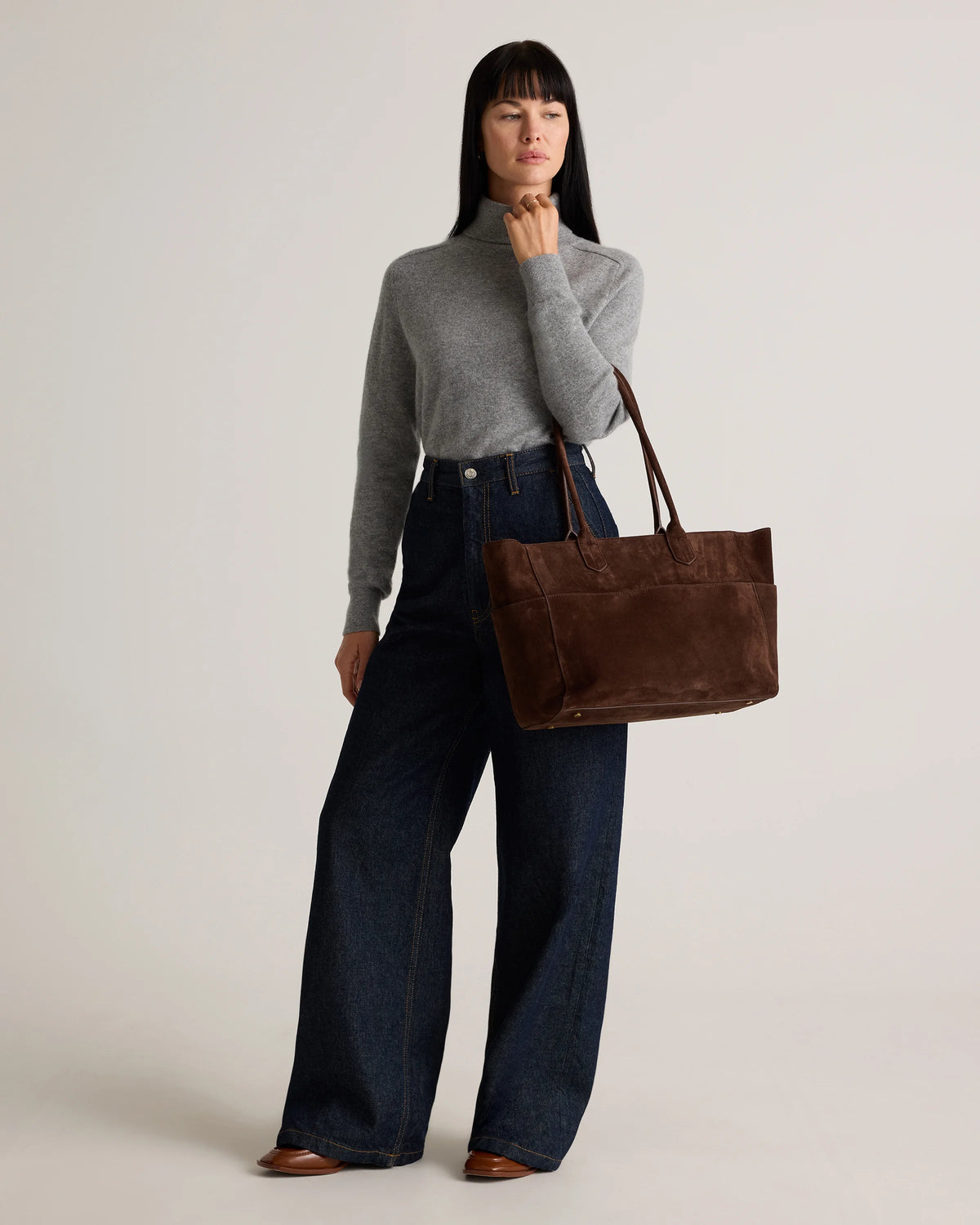 Hudson Suede Tote - One Size / Chocolate Brown