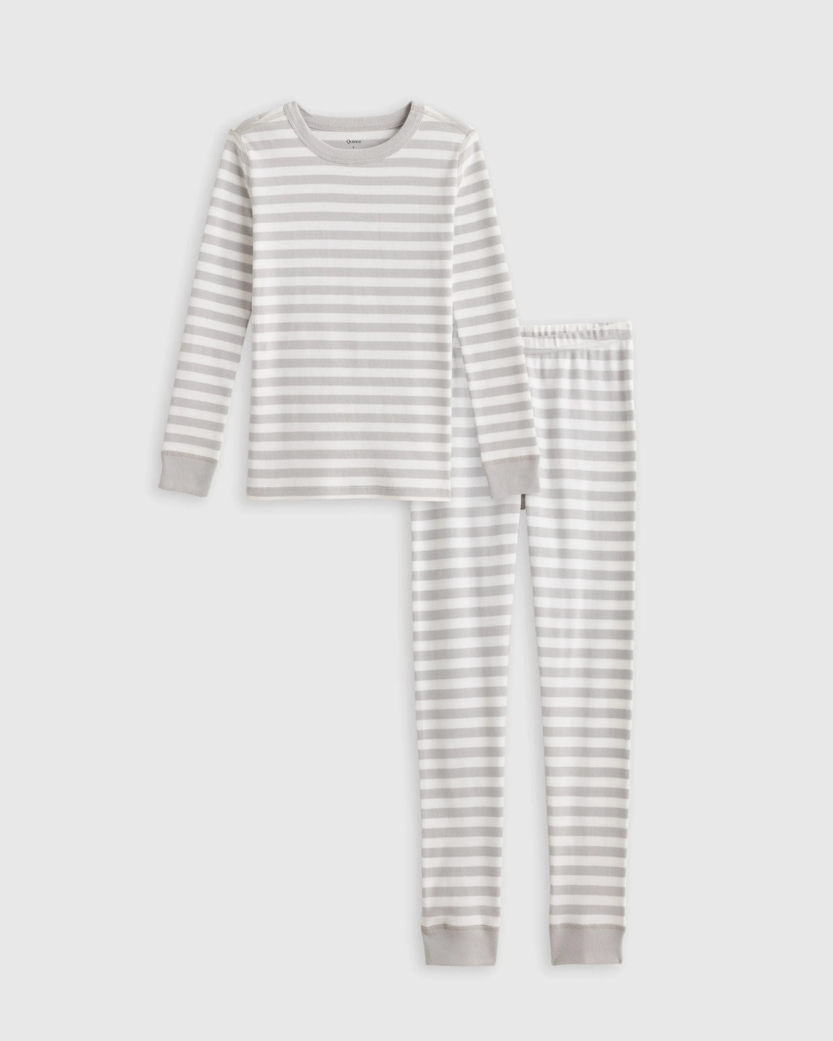 100% Organic Cotton Long Sleeve and Pant Pajama Set - 6 / Navy Stripe