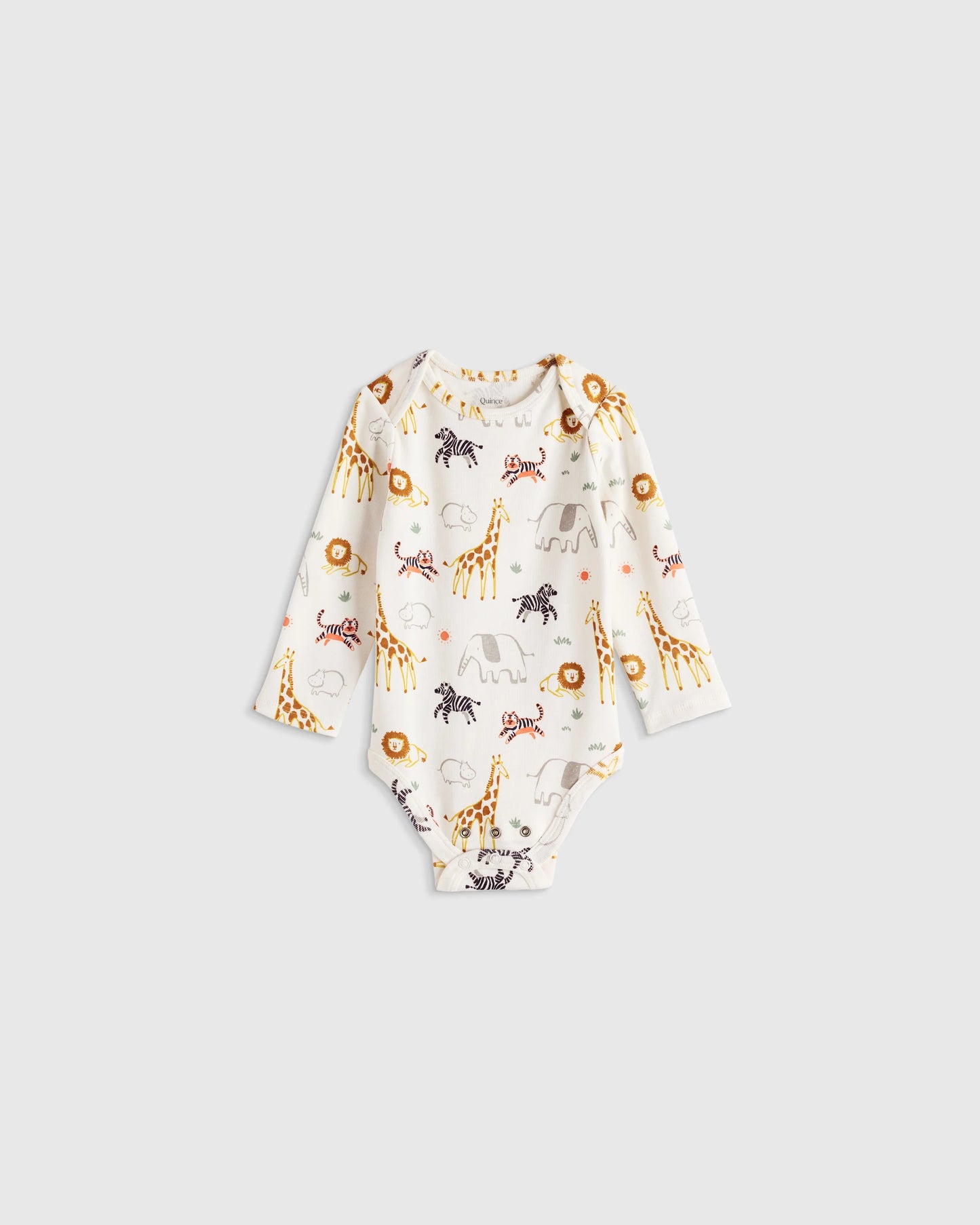 100% Organic Cotton Long Sleeve Bodysuit - 0-3M / Safari