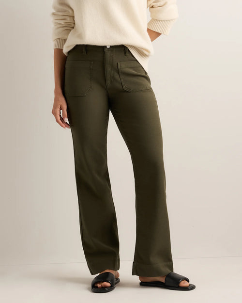 French Terry Wide Leg Pants - 0 / Bayberry Olive