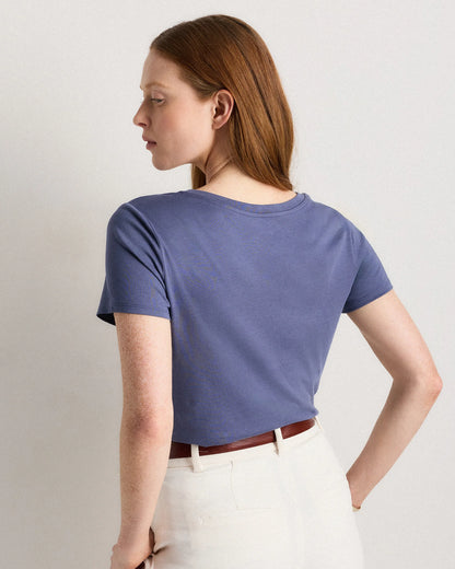 Cotton Modal Scoop Neck Tee - XS / Navy