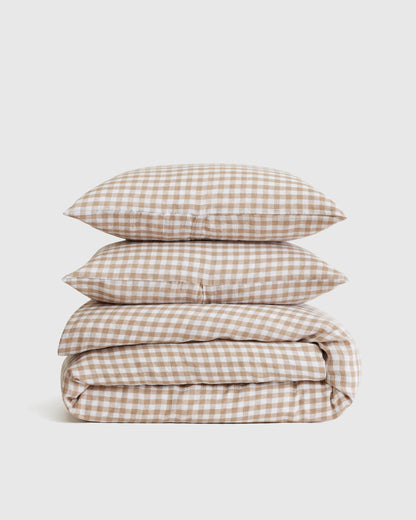 European Linen Duvet Cover Set - Twin / Peach